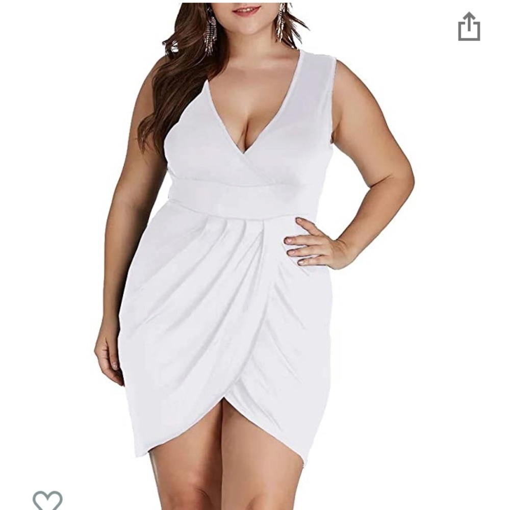 LAOLASI Plus Size Deep V Neck Bodycon Wrap Dress